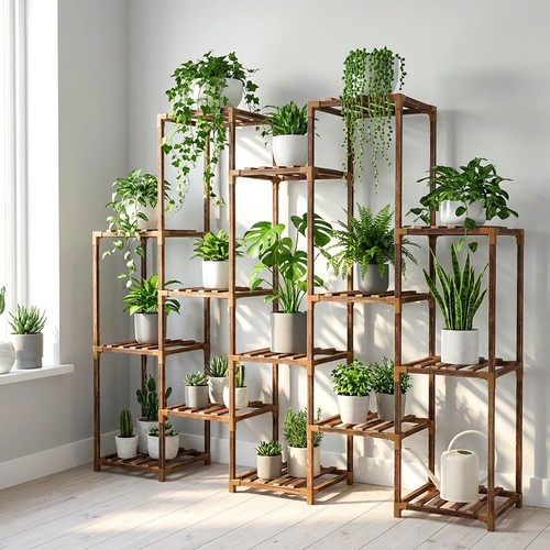 Wooden plant flower stand pot - wooden,